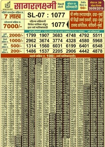 maharashtra sagar laxmi weekly draw